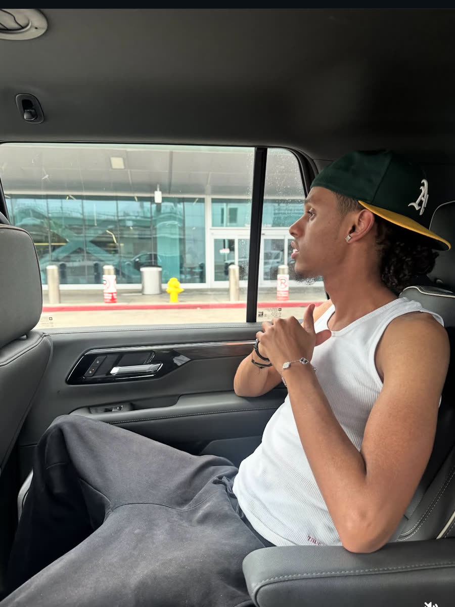 In the back of a car